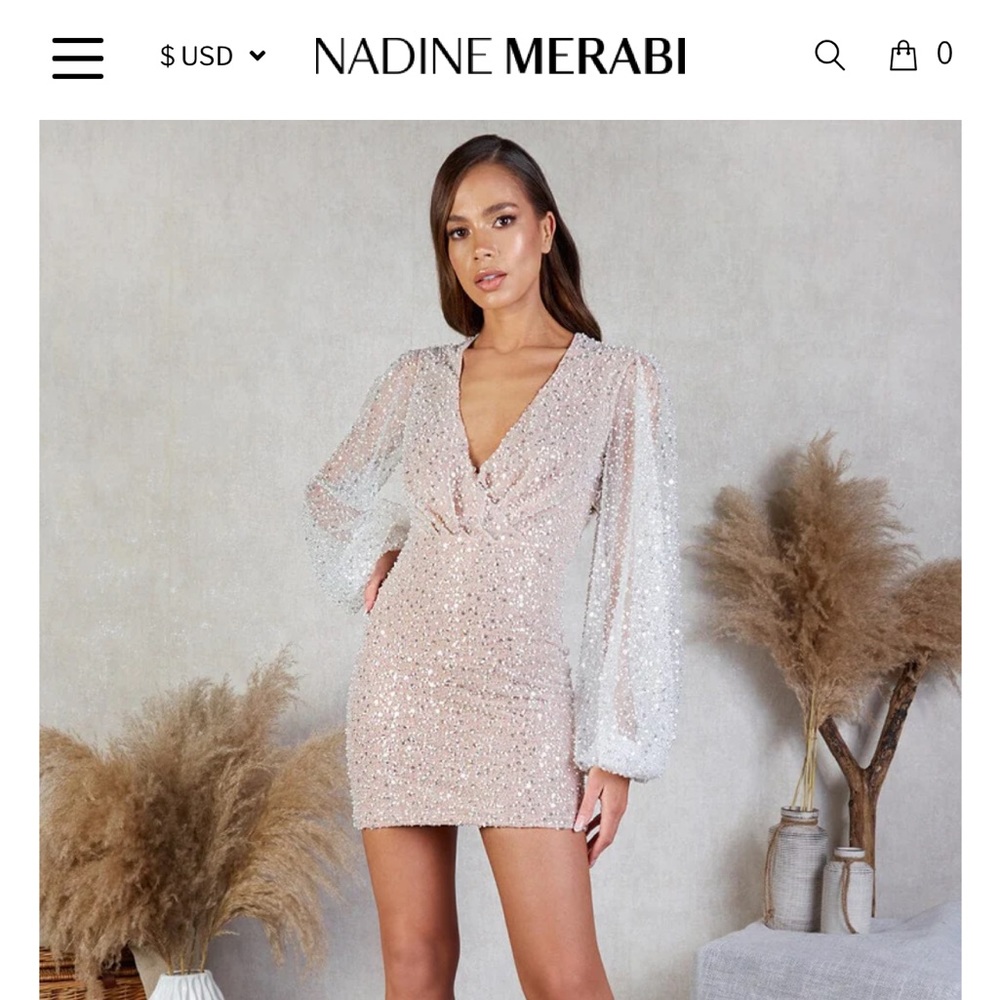 Nadine Merabi Maya White Dress Size L/US 10